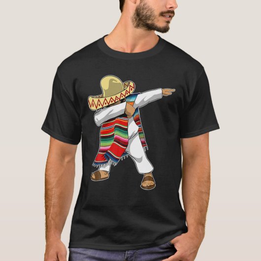 Mexicaans Sombrero Poncho Dabbing Man T-shirt (Voorkant)