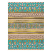 Mexicaans stijlpatroon - blauwgroen, goud en oorti tafelkleed (Voorkant)