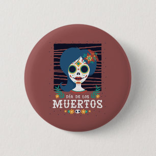 Mexicaans Suiker Schedel Meisje Ronde Button 5,7 Cm