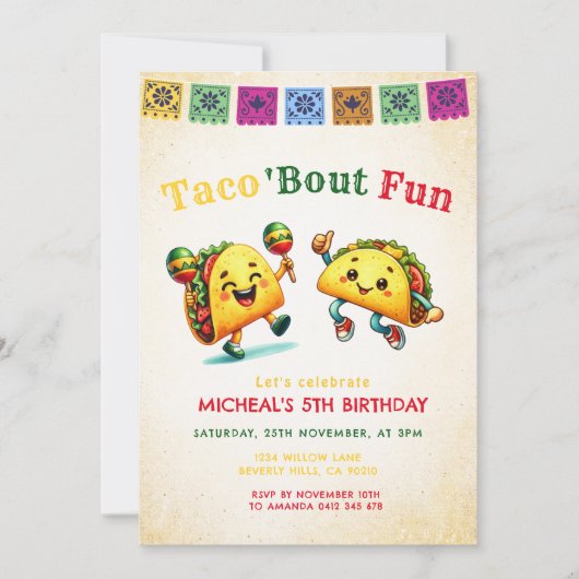 Mexicaans Taco 'bout Feest Verjaardag Kaart (Voorkant)