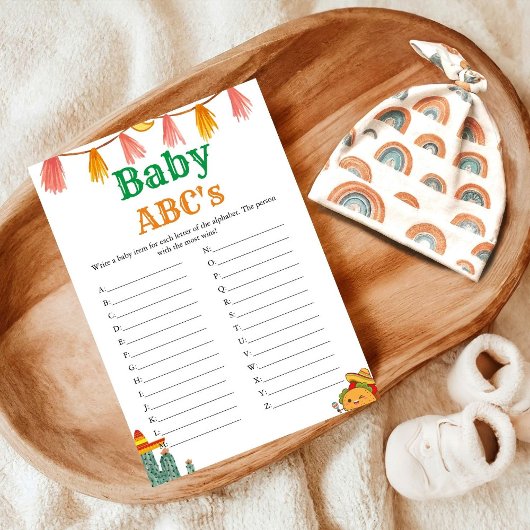 Mexicaans Taco script Baby Abc's baby shower spel