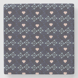 Mexicaans Talavera Roze Harten Blauwe Patroon  Stenen Onderzetter