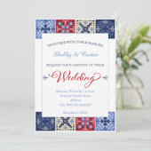 Mexicaans Talavera Tile Wedding Uitnodiging (Staand voorkant)