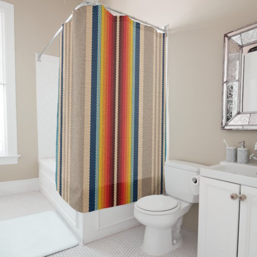Mexicaans tapijt: kleurrijke strepen naadloos. douchegordijn (In situ)