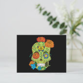 Mexicaans Tattoo Sugar Skull Roos in mond Briefkaart (Staand voorkant)