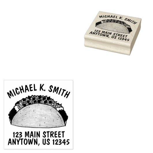 Mexicaans Tex Mex Corn Taco Persoonlijk adres Rubberstempel (Gestempeld)