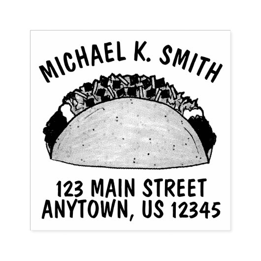 Mexicaans Tex Mex Corn Taco Persoonlijk adres Rubberstempel (Afrduk)