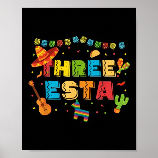 Mexicaans thema 3e Verjaardag 3 Jaar Oud Kinder Dr Poster (Voorkant)
