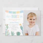 Mexicaans thema 3rd Birthday Party Three-esta Foto Kaart (Voorkant)