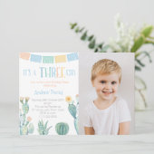 Mexicaans thema 3rd Birthday Party Three-esta Foto Kaart (Staand voorkant)