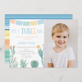 Mexicaans thema 3rd Birthday Party Three-esta Foto Kaart