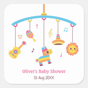 Mexicaans thema babyshower decoratie voor kinderka vierkante sticker