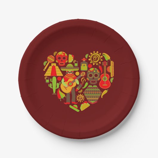 Mexicaans thema diner papieren bordje (Voorkant)
