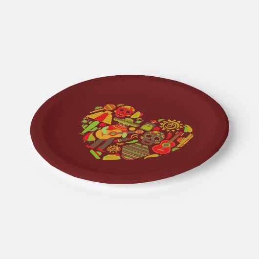 Mexicaans thema diner papieren bordje (Gekanteld)