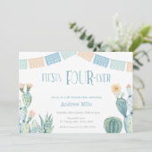 Mexicaans thema Fiesta FOURever Boy 4th Birthday Kaart (Staand voorkant)