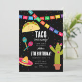 Mexicaans Thema Fiesta - Taco Over een Feest Verja Kaart (Staand voorkant)