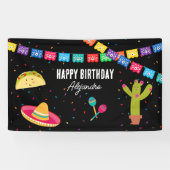 Mexicaans Thema Fiesta - Taco Over een Feest Verja Spandoek (Horizontaal)