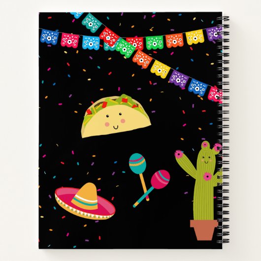 Mexicaans thema Schattige kleurrijk tacos zomerfee Notitieboek (Achterkant)