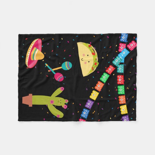 Mexicaans thema Schattige kleurrijk zomerfeest Fleece Deken (Voorkant (Horizontaal))