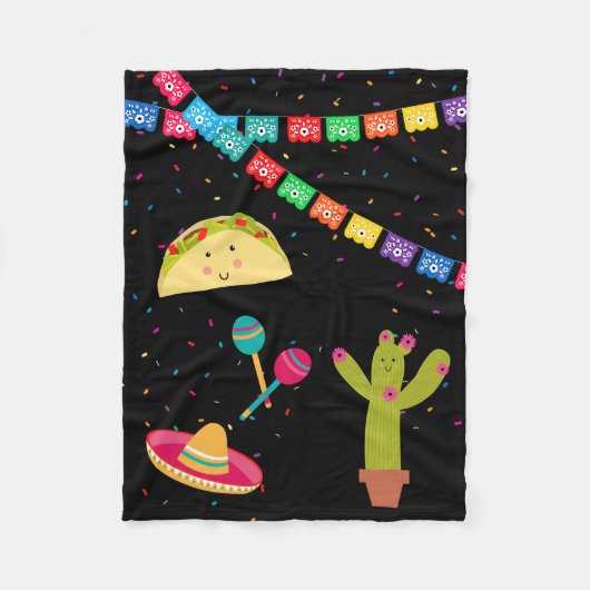 Mexicaans thema Schattige kleurrijk zomerfeest Fleece Deken (Voorkant)