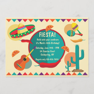 Mexicaans thema verjaardagsfeest uitnodiging