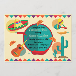 Mexicaans thema verlovingsfeest uitnodiging