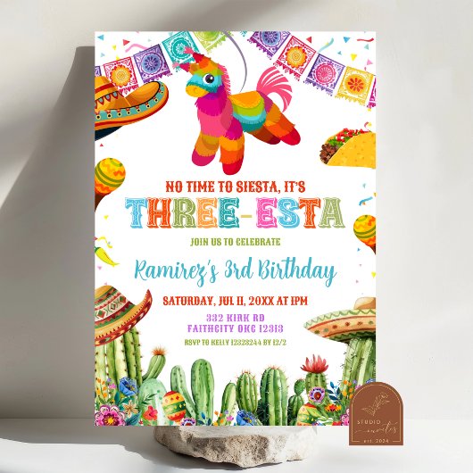 Mexicaans Three-esta verjaardagsfeestje Kaart