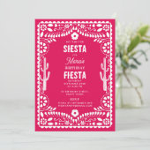 Mexicaans Traditioneel Bloemengeweld Roze Verjaard Kaart (Staand voorkant)