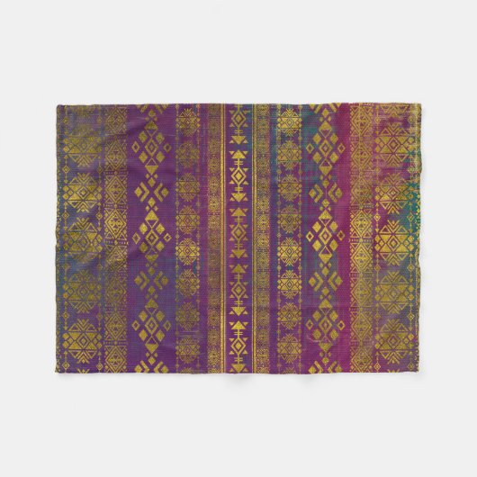Mexicaans/tribaal stijlpatroon - Goud op  Fleece Deken (Voorkant (Horizontaal))