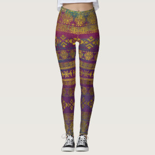 Mexicaans/tribaal stijlpatroon - Goud op Leggings