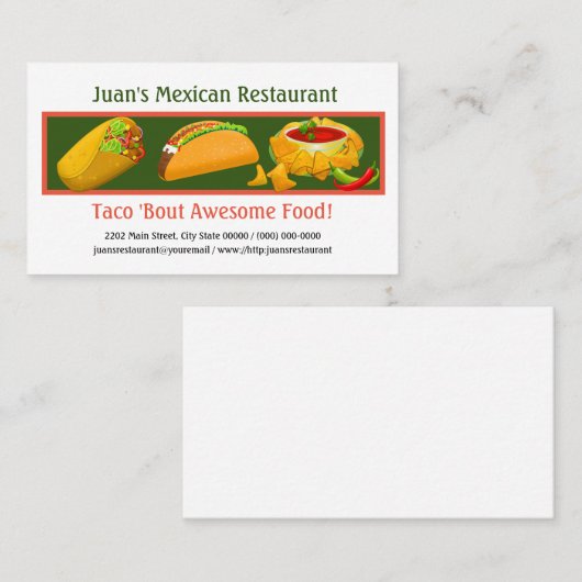 Mexicaans Visitekaartje Restaurant Custom (Voorkant / Achterkant)