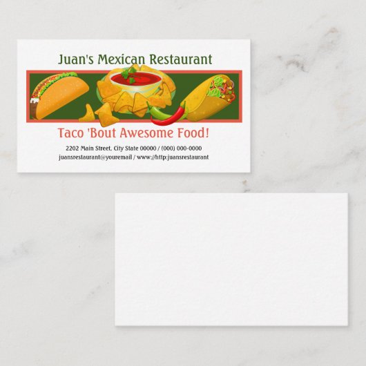 Mexicaans Visitekaartje Restaurant Custom (Voorkant / Achterkant)