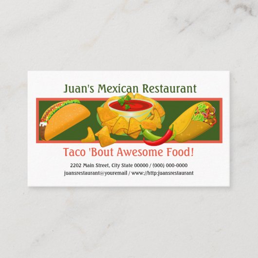 Mexicaans Visitekaartje Restaurant Custom (Voorkant)