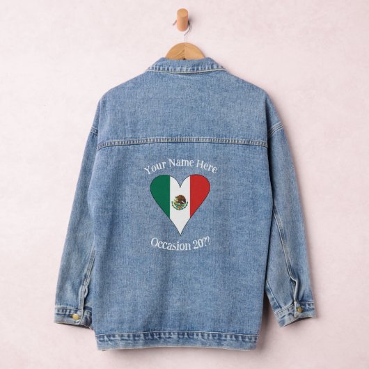 Mexicaans vlaghart gepersonaliseerd denim jacket (Hangar)
