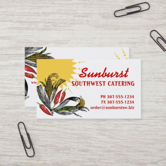 Mexicaans voedsel Zuidwest maïspeper catering Visitekaartje (Voorkant / Achterkant in situ)