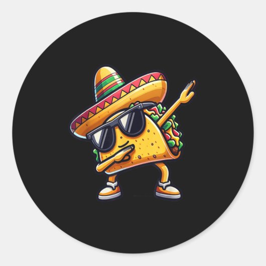 Mexicaans voedseldabbing Taco Ronde Sticker (Voorkant)