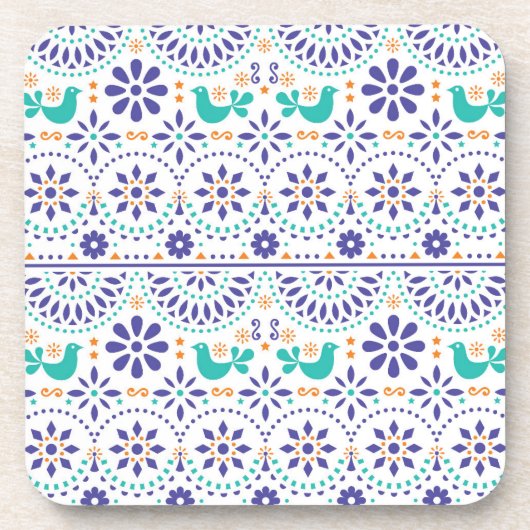 Mexicaans vogeltegel Folk Art Patroon Bier Onderzetter (Voorkant)