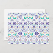 Mexicaans vogeltegel Folk Art Pattern Feestdagenkaart (Voorkant / Achterkant)