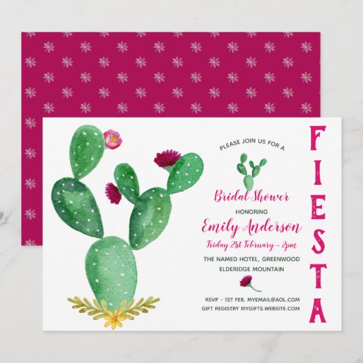 Mexicaans Vrijgezellenfeest Cacti Pink Kaart (Voorkant / Achterkant)