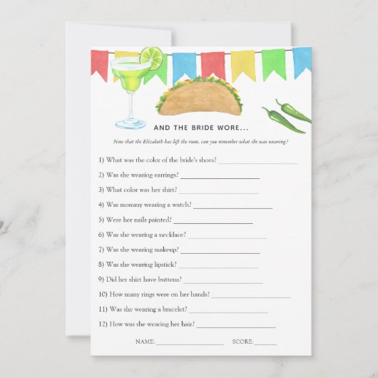 Mexicaans Vrijgezellenfeest Fiesta Taco Kaart (Voorkant)