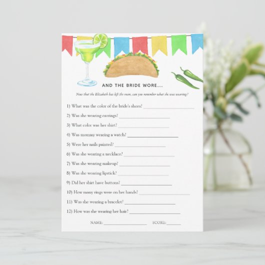 Mexicaans Vrijgezellenfeest Fiesta Taco Kaart (Staand voorkant)