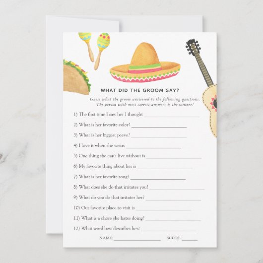 Mexicaans Vrijgezellenfeest Fiesta Taco Kaart (Voorkant)