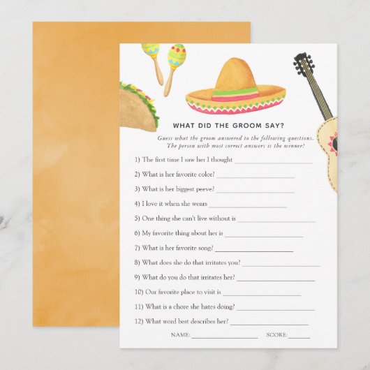 Mexicaans Vrijgezellenfeest Fiesta Taco Kaart (Voorkant / Achterkant)