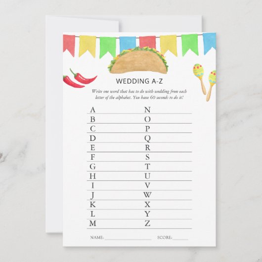 Mexicaans Vrijgezellenfeest Fiesta Taco Kaart (Voorkant)