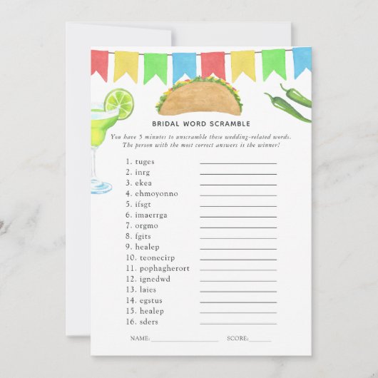 Mexicaans Vrijgezellenfeest Fiesta Taco Kaart (Voorkant)