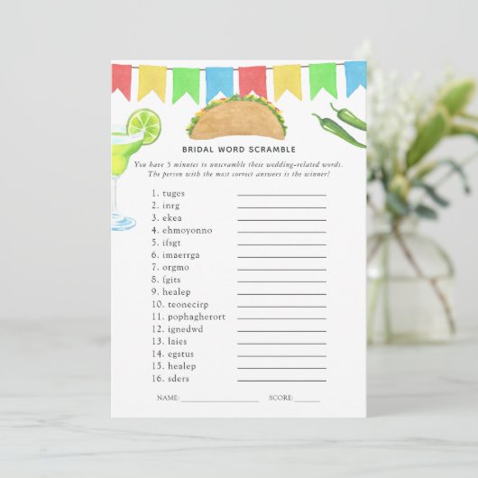 Mexicaans Vrijgezellenfeest Fiesta Taco Kaart (Staand voorkant)