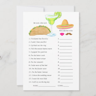 Mexicaans Vrijgezellenfeest Fiesta Taco Kaart
