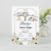 Mexicaans wit zilver charro Boy Girl Twin Bautizo Kaart (Staand voorkant)