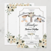 Mexicaans wit zilver charro Boy Girl Twin Bautizo Kaart (Voorkant / Achterkant)