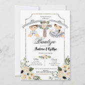 Mexicaans wit zilver charro Boy Girl Twin Bautizo Kaart (Voorkant)